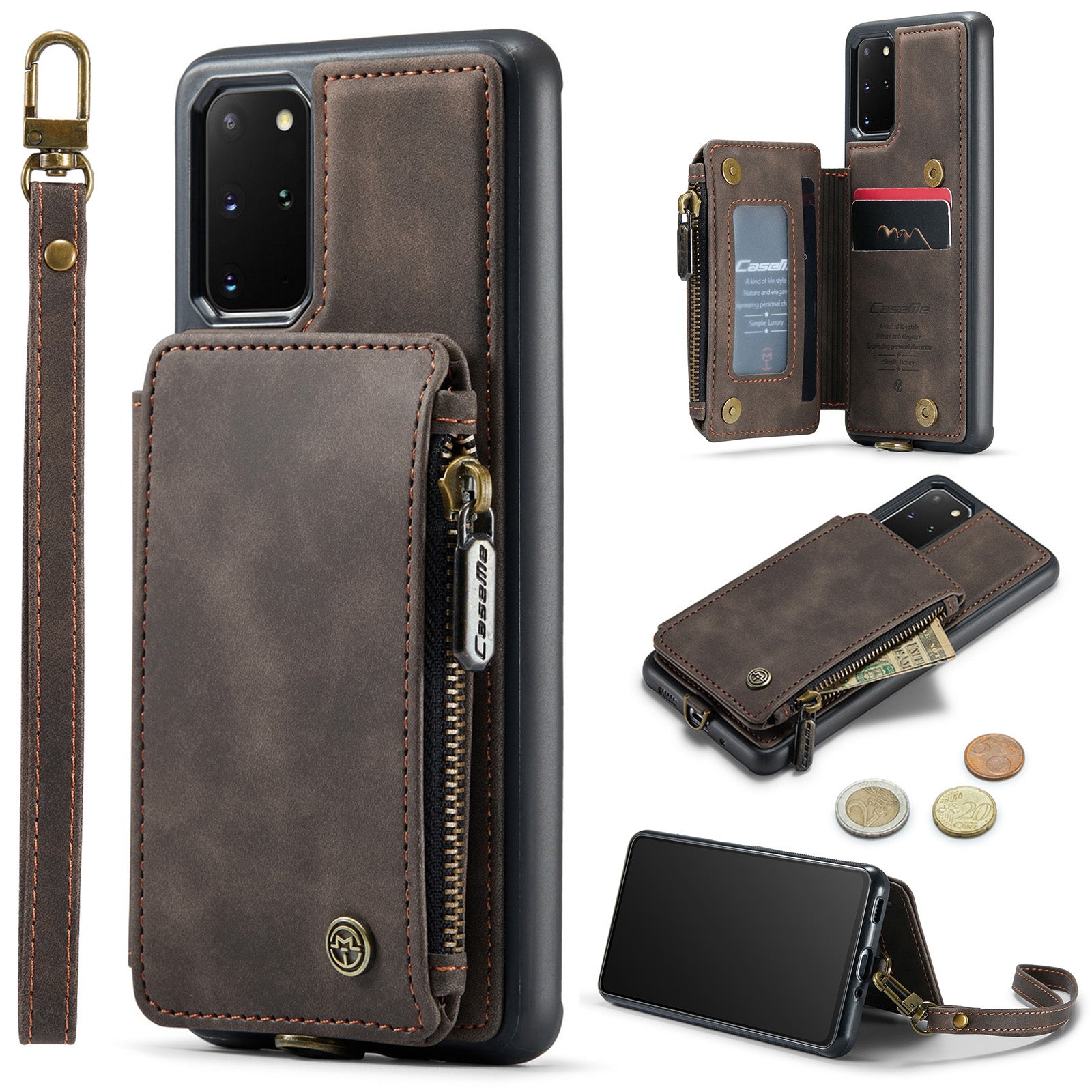 CASEME C20 Series for Samsung Galaxy S20 Plus 5G 4G RFID Blocking PU Leather Coated TPU Cover Wallet Kickstand Zipper Pocket Phone Case CASEME C20 Series for Samsung Galaxy S20 Plus 5G 4G RFID Blocking PU Leather Coated TPU Cover Wallet Kickstand Zipper Pocket Phone Case